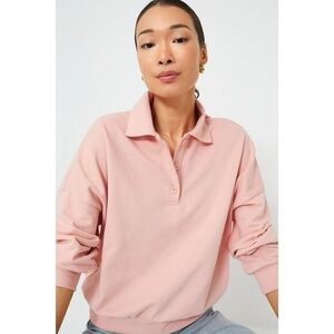 Tuckernuck Pomander Place Sz L Comfy Pink Polo Sweatshirt for Spring Layering